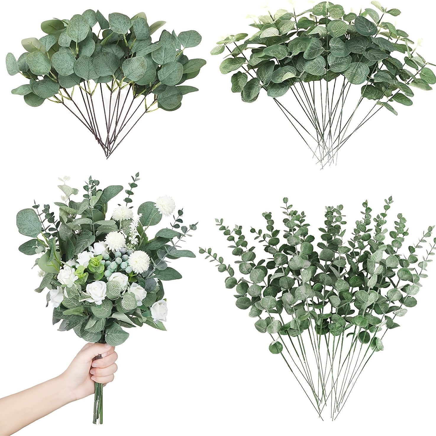 30 Pcs Artificial Silvery Eucalyptus Leaves Stems for Wedding Decor Vase Arrangement