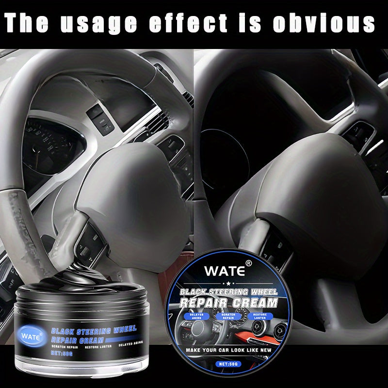 Black Steering Wheel Repair Cream for Faded White Plastic and Interior Parts 300g