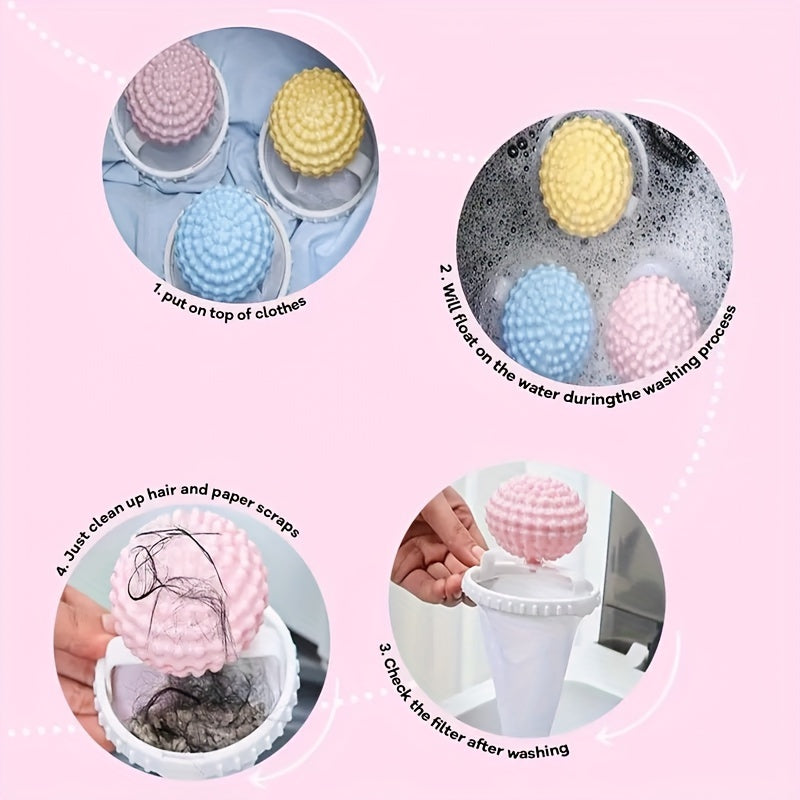 2-In-1 Washing Machine Cleaning Ball with Hair Catcher Durable Plastic Mesh Filter