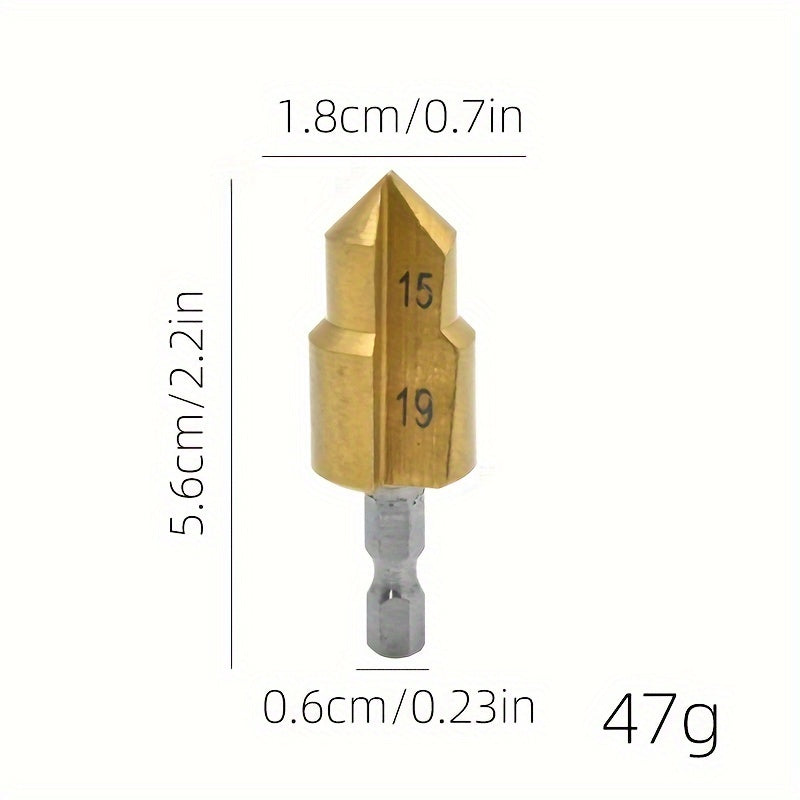 Set of 3 High-Speed Steel Step Drill Bits 20/25/32mm Hex Shank for Reaming Water Pipes