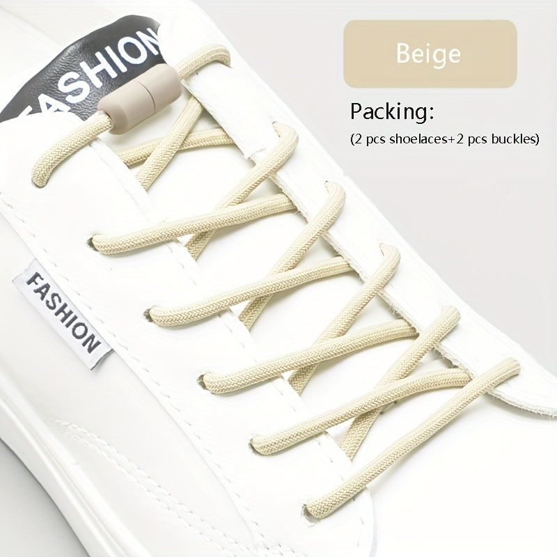 2PCS No-Tie Elastic Shoelaces for Sneakers and Boots Soft Acetate Fiber