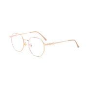 Oversized Gold-Tone Y2K Polygonal Frame Glasses with Polycarbonate Lenses and Metal Hinges