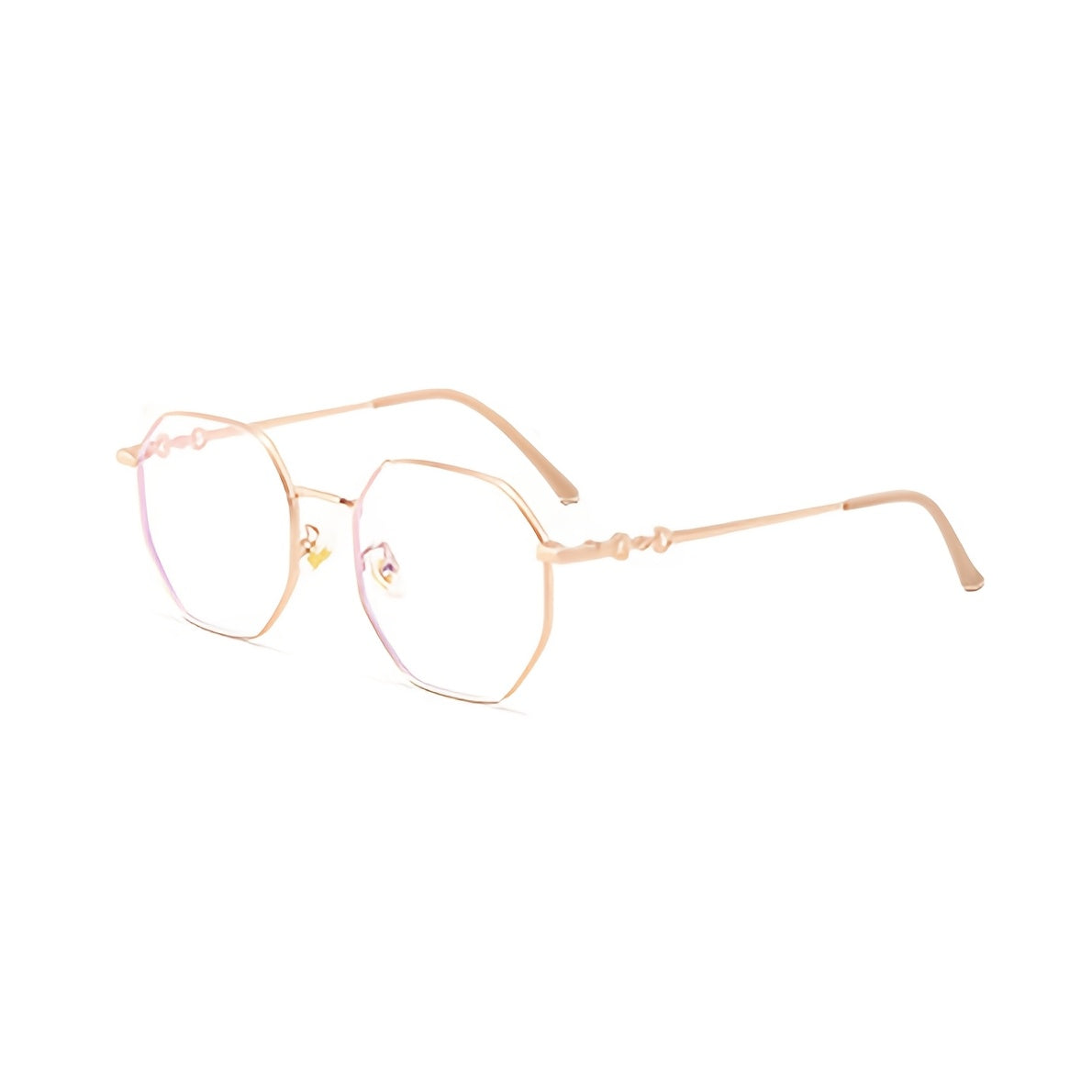 Oversized Gold-Tone Y2K Polygonal Frame Glasses with Polycarbonate Lenses and Metal Hinges