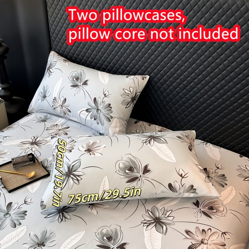 Koʻk rangli gull naqshli yostiq va yostiqchalar bilan toʻplam, 3 ta qopqoq va yostiqchalar, yumshoq polyester