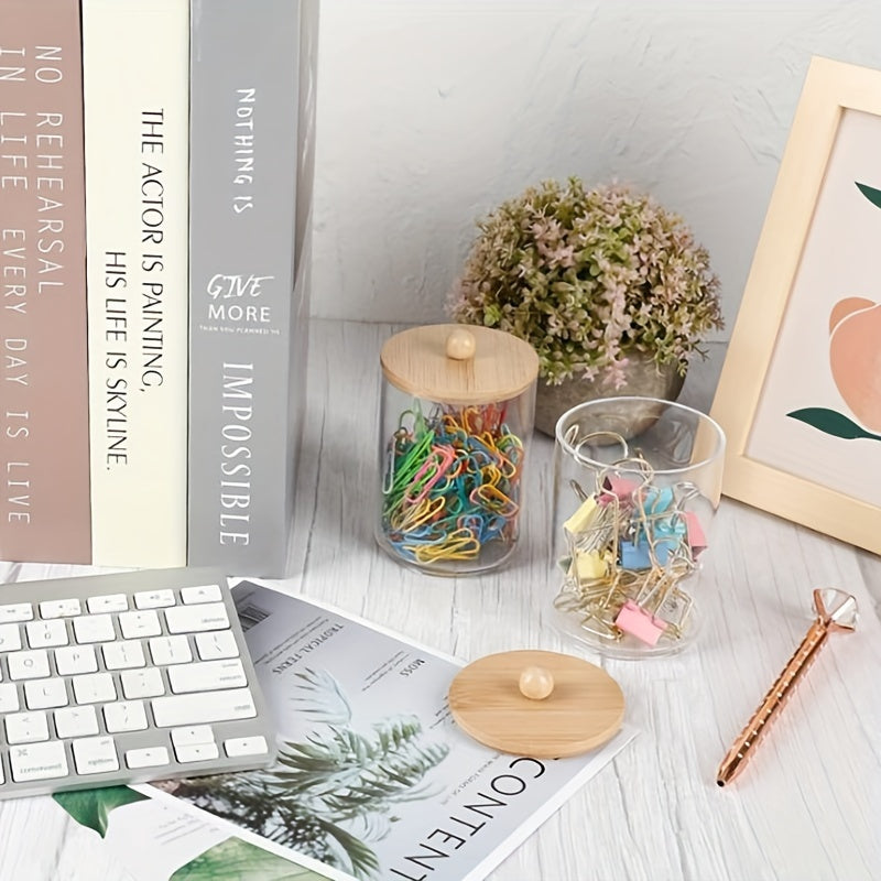 Juego de 4 accesorios de baño de bambú para organizar y decorar