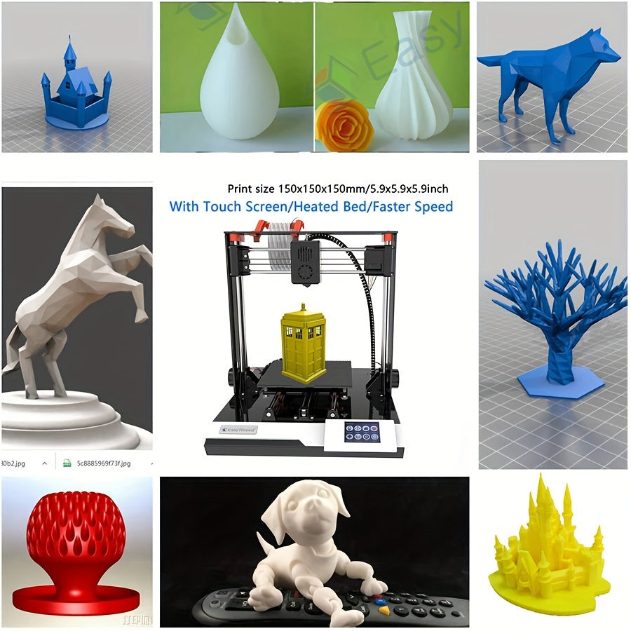 3D Printer with Heated Bed and Screen 5.9x5.9x5.9 Inches Low Noise EU Plug