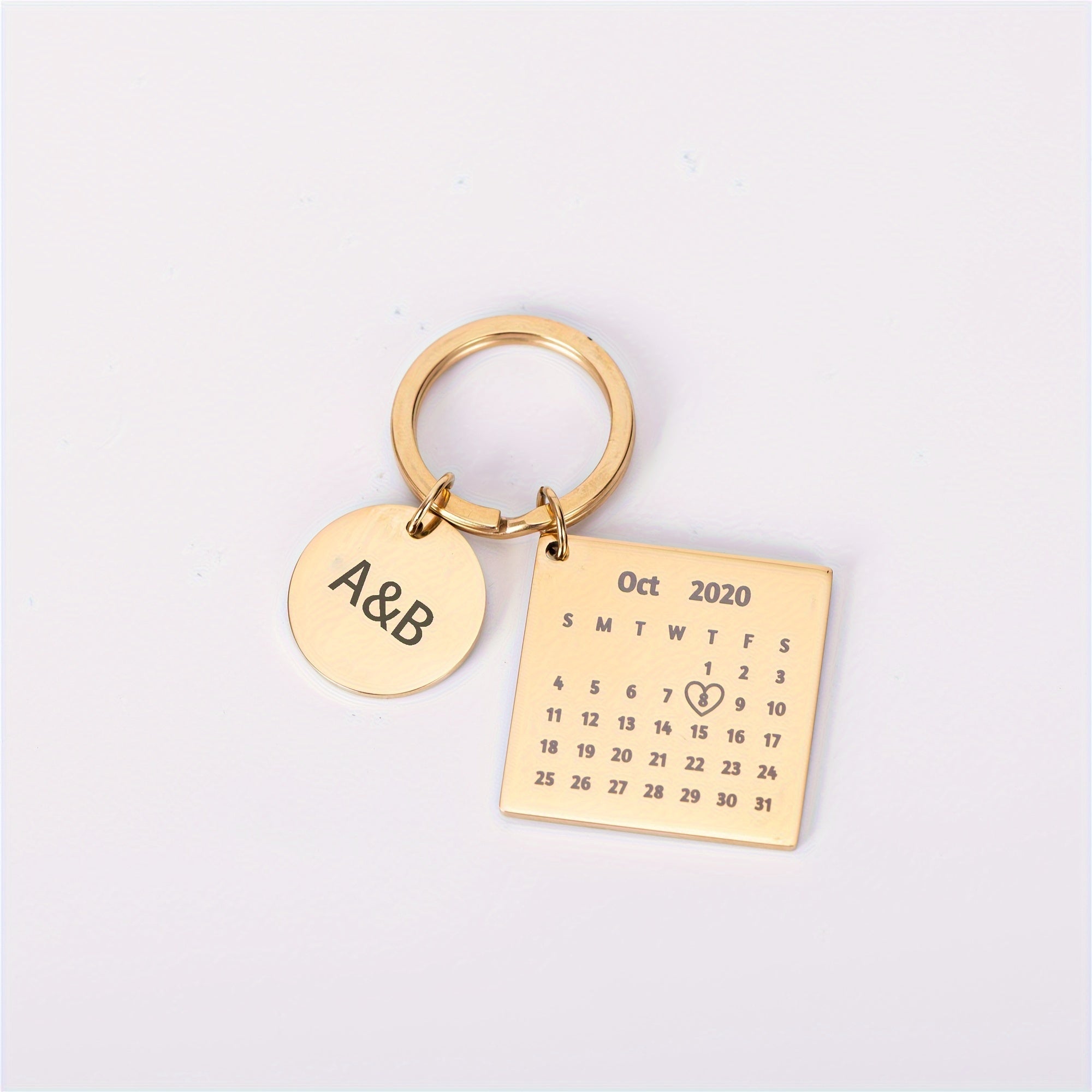 Engraved Custom Calendar Keychain for Couples Personalized Anniversary Gift