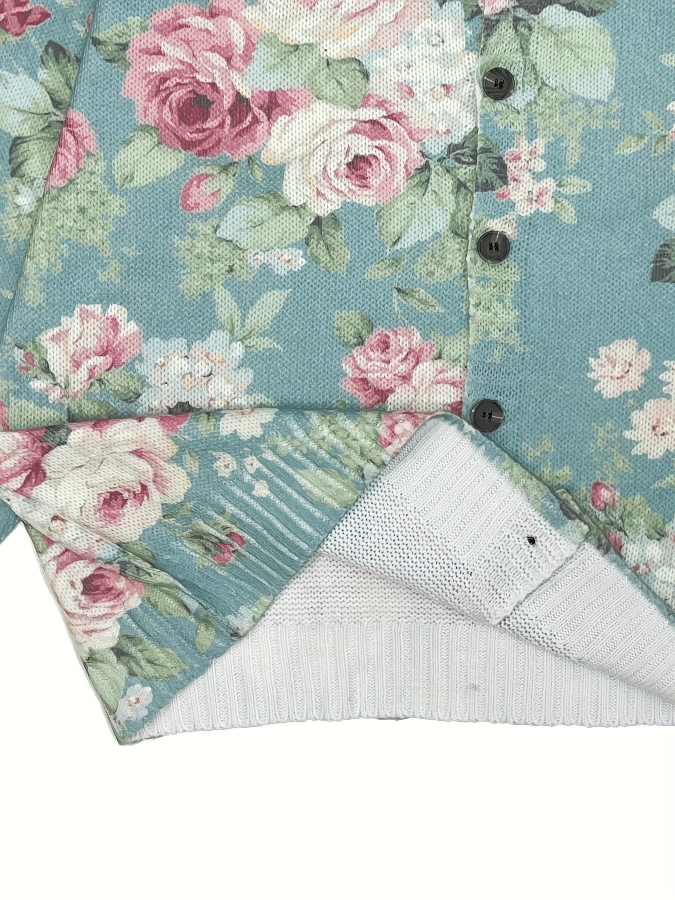 Plus o'lchamli ayollar uchun gul bosma cardigan yengil bahor va kuz ochiq oldi sviter