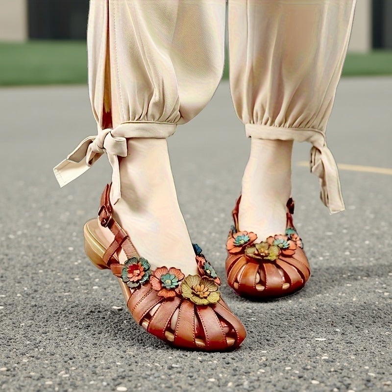 Women's Flat Sandals Summer Fashion Floral Pattern Beach Shoes