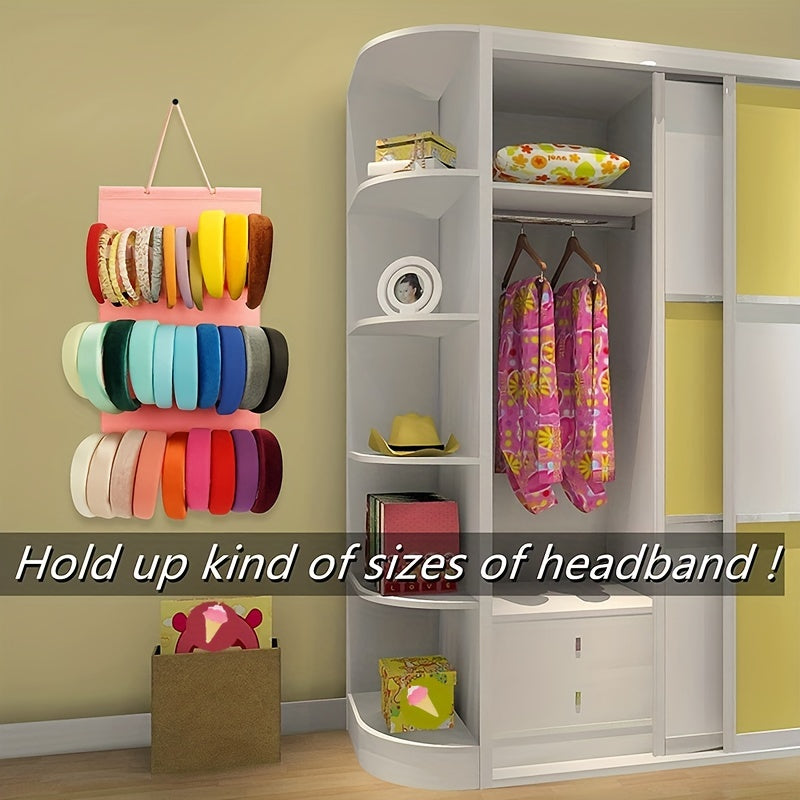 Kids Girls Hair Accessories Organizer Hanging Storage with 12 Hooks and Pockets