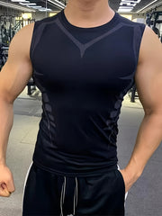 Men's Geometric Print Compression Tank Top Moisture-Wicking Quick Dry Skinny Fit Sports Vest