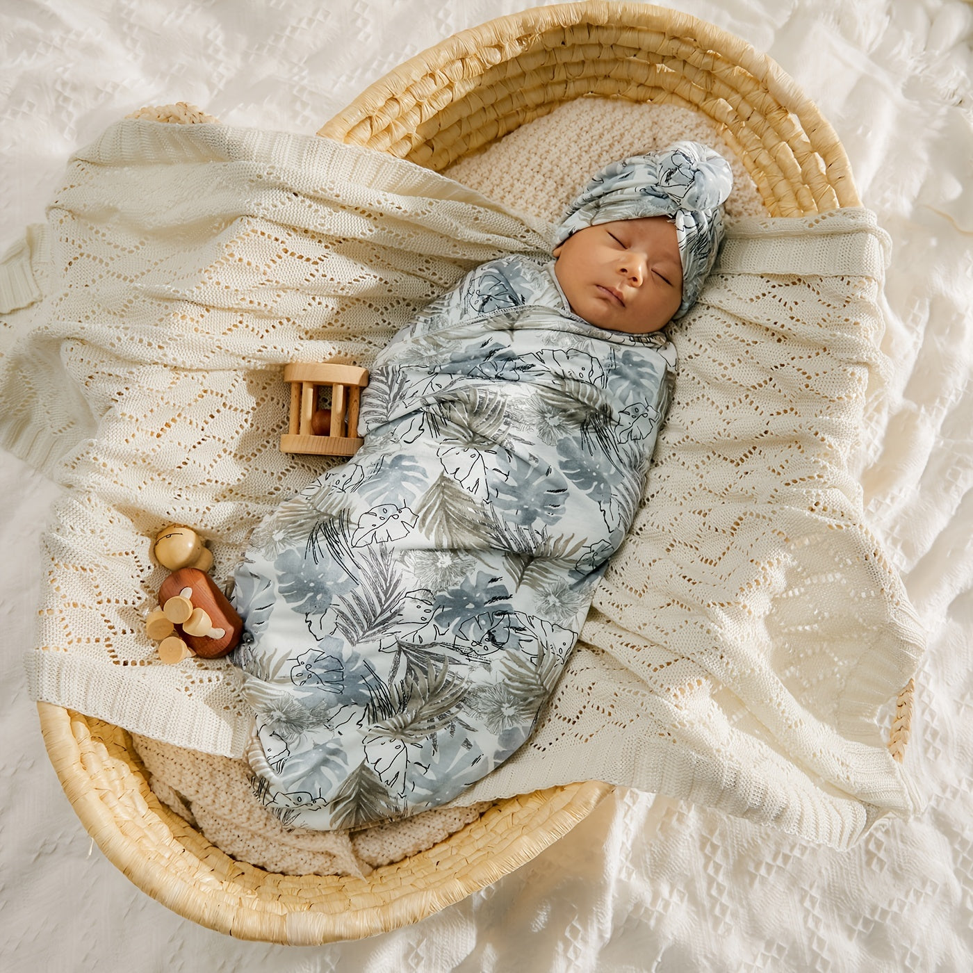 Leopard Print Baby Hat and Bag Towel Set for Infants 0-6 Months