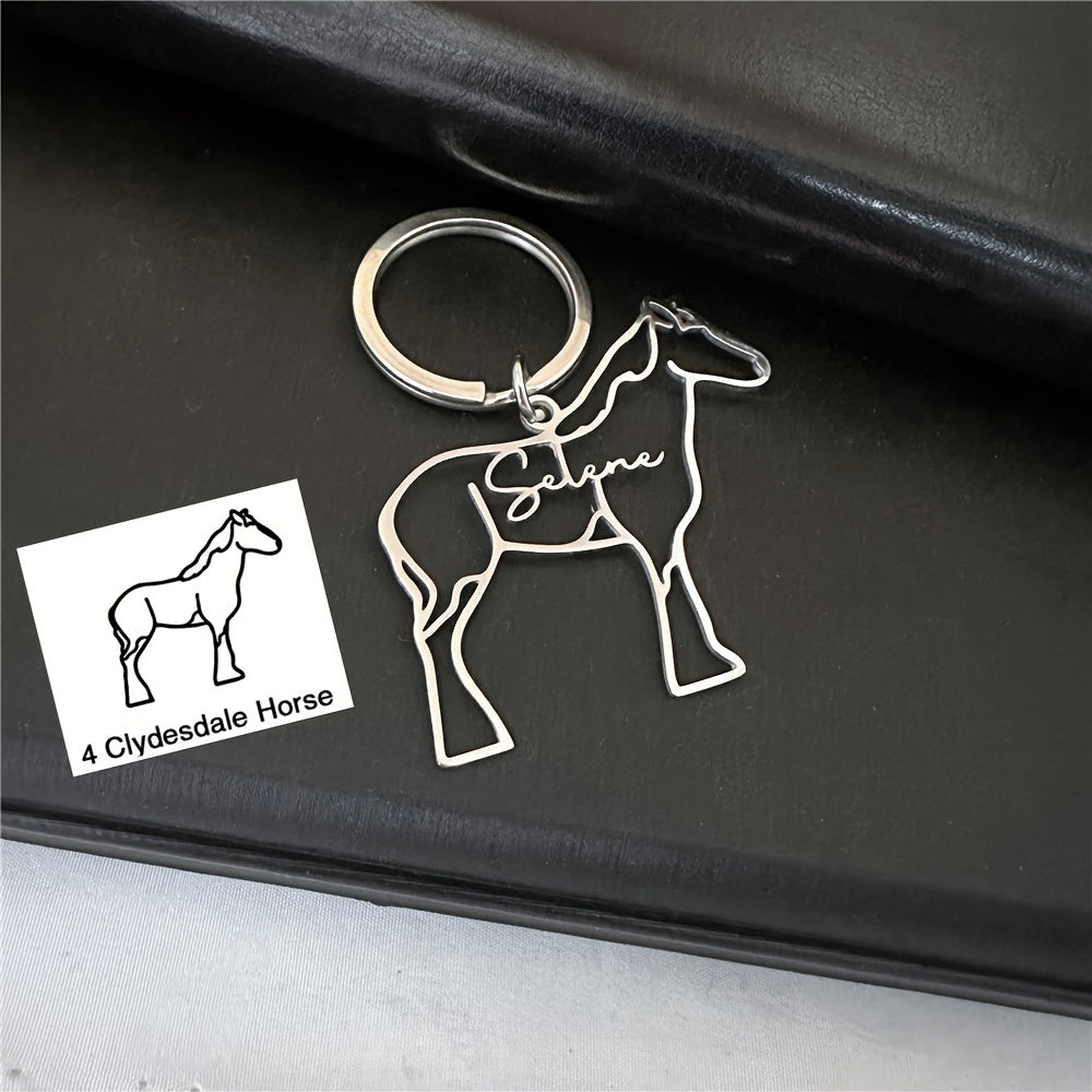 Llavero personalizado de acero inoxidable con charm de animal grabado "Selena" para mujeres