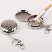 Stainless Steel Round Ashtray with Key Ring No Battery Required