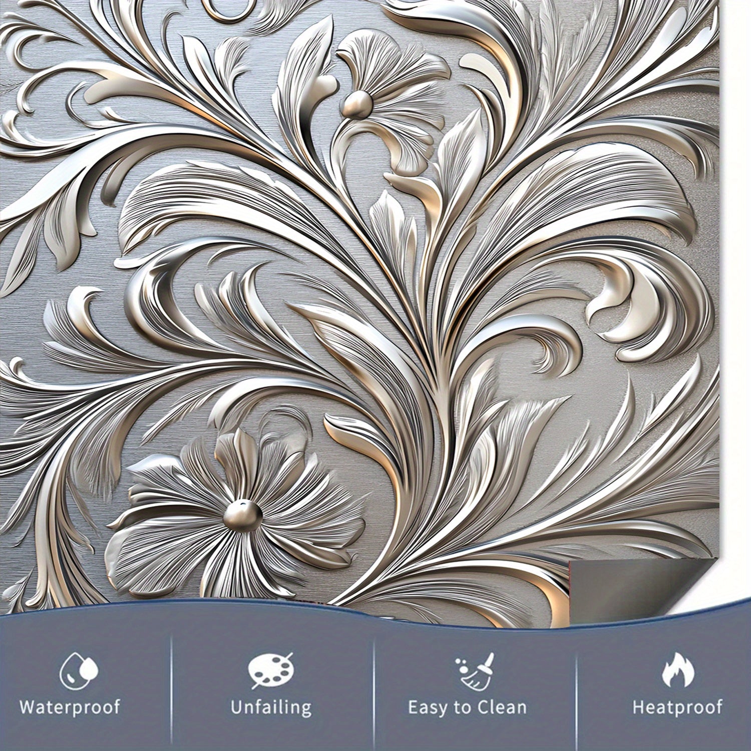 Eurasiyalik gul naqshli idish-tovoq yopishqoq magnit qopqog'i, suv o'tkazmaydigan, issiqlikka chidamli PVC 58.5x65 cm