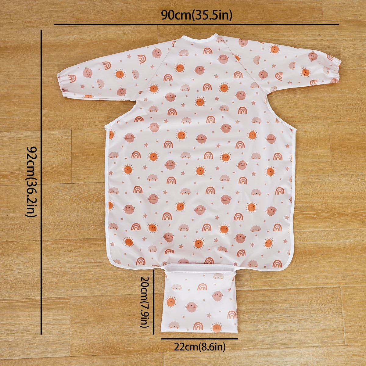 Chiroyli va suv o'tkazmaydigan 3-in-1 Oziq-ovqat stoli qopqog'i - Yuviladigan oziqlantirish bibi va bo'yash aproni bilan birga, Sehrli lenta yopilishi, Poliestir tolalaridan tayyorlangan, turli ranglarda.