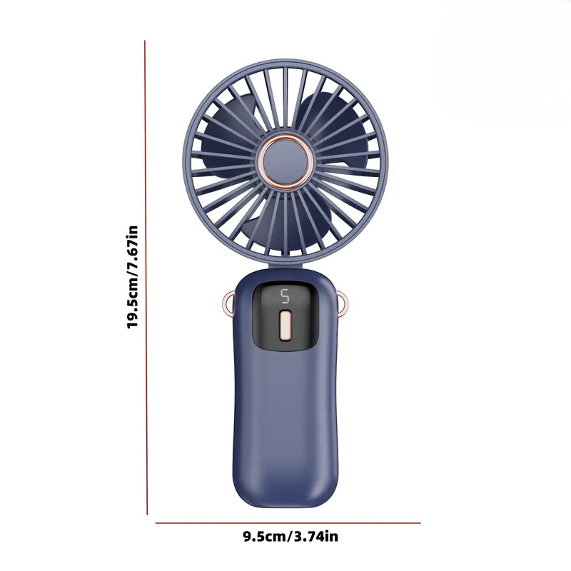 White and Rose Gold Mini Fan with Neck Strap, USB Rechargeable, Portable