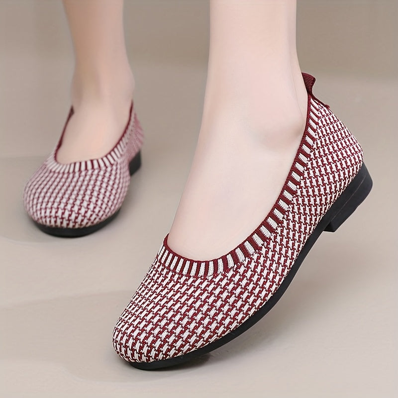 Women's Knit Slip-On Casual Flats Soft Sole Breathable Fabric All Seasons