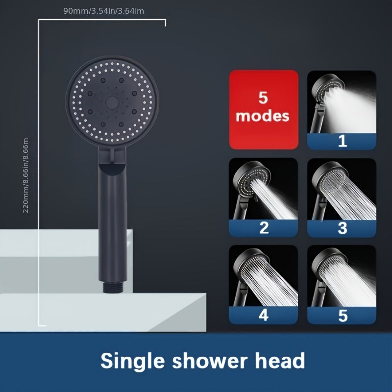 Handheld Shower Head with 5 Modes, Light Beige, Water Saving, Easy Install