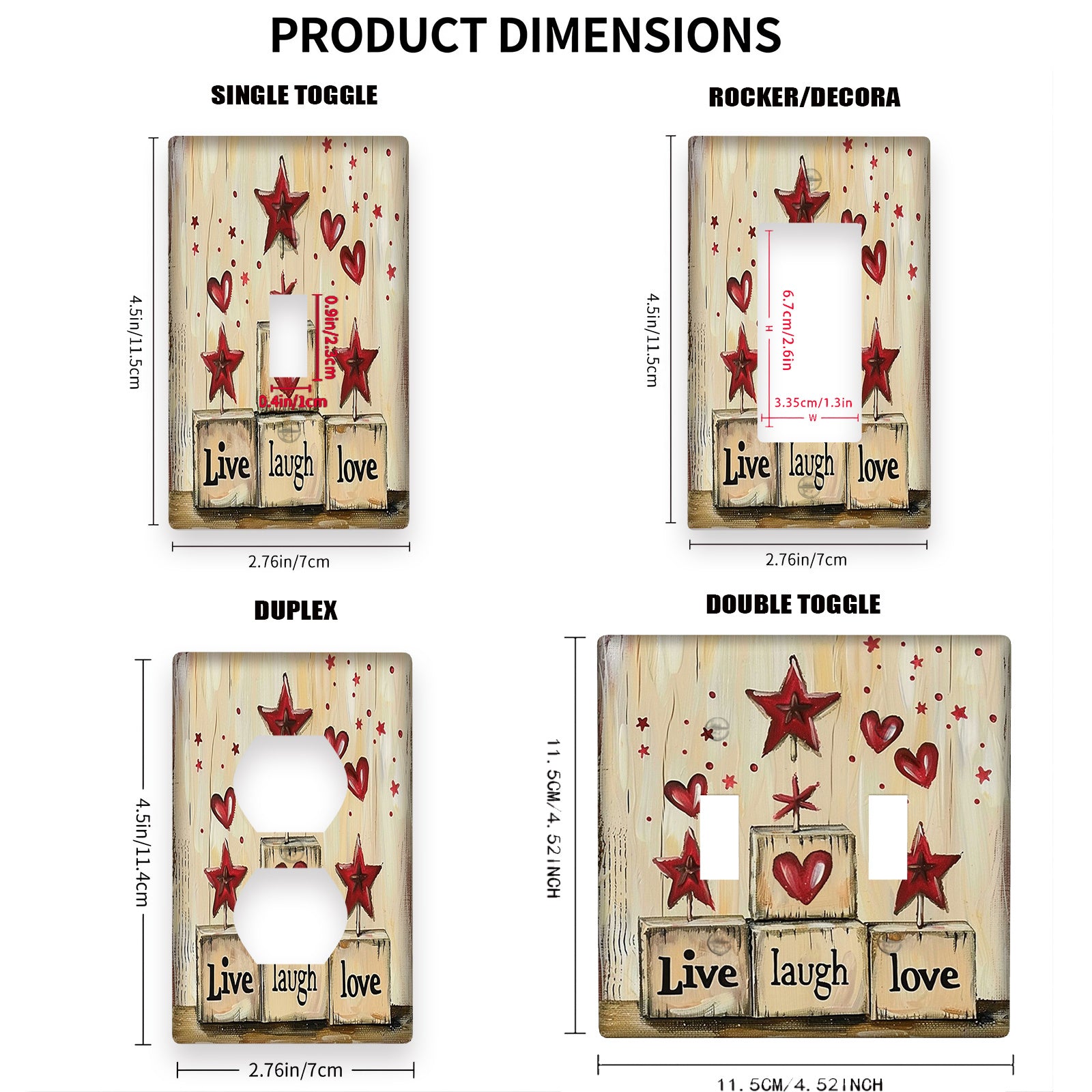 Rustic Star Design Light Switch Panel for Bedroom Bathroom Living Room 1 or 2 Switches