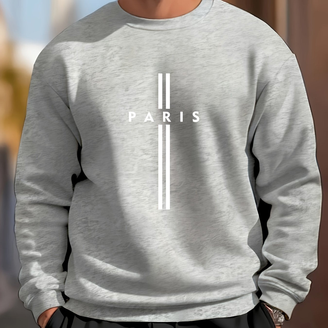 Men's Polyester Crew Neck Sweatshirt with Letter Print for Outdoor Sports in Spring and Autumn