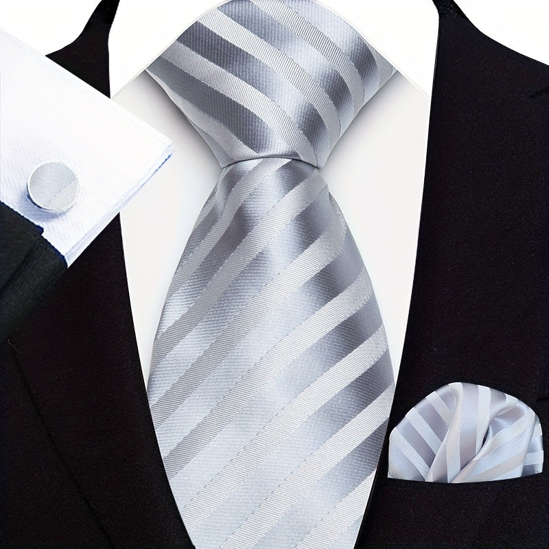 Men's Three-Piece Suit Set with Paisley Tie Pocket Towel and Cufflinks