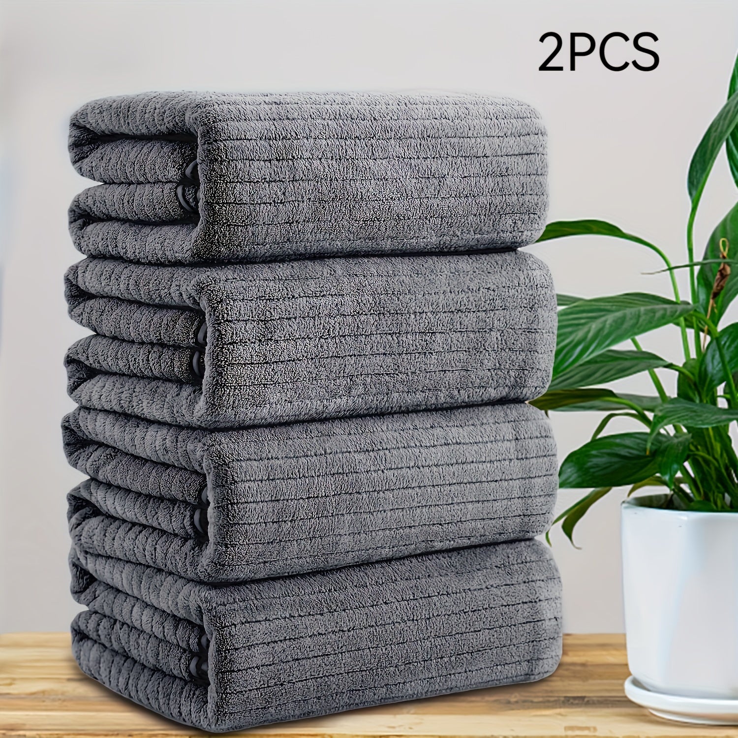 Set of 2 Oversized Microfiber Bath Towels Quick Dry Absorbent Family Use
