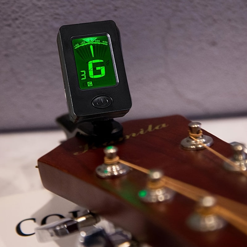 Clip-On Guitar Tuner with Easy-Read Display Accurate 3GHz Range ABS Material Green Indicator