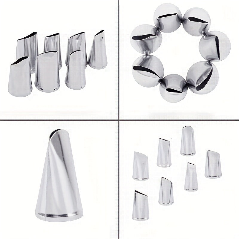 Kek bezash uchun 7 ta metall shprits bilan to'plam, krema va fondant dizaynlari uchun