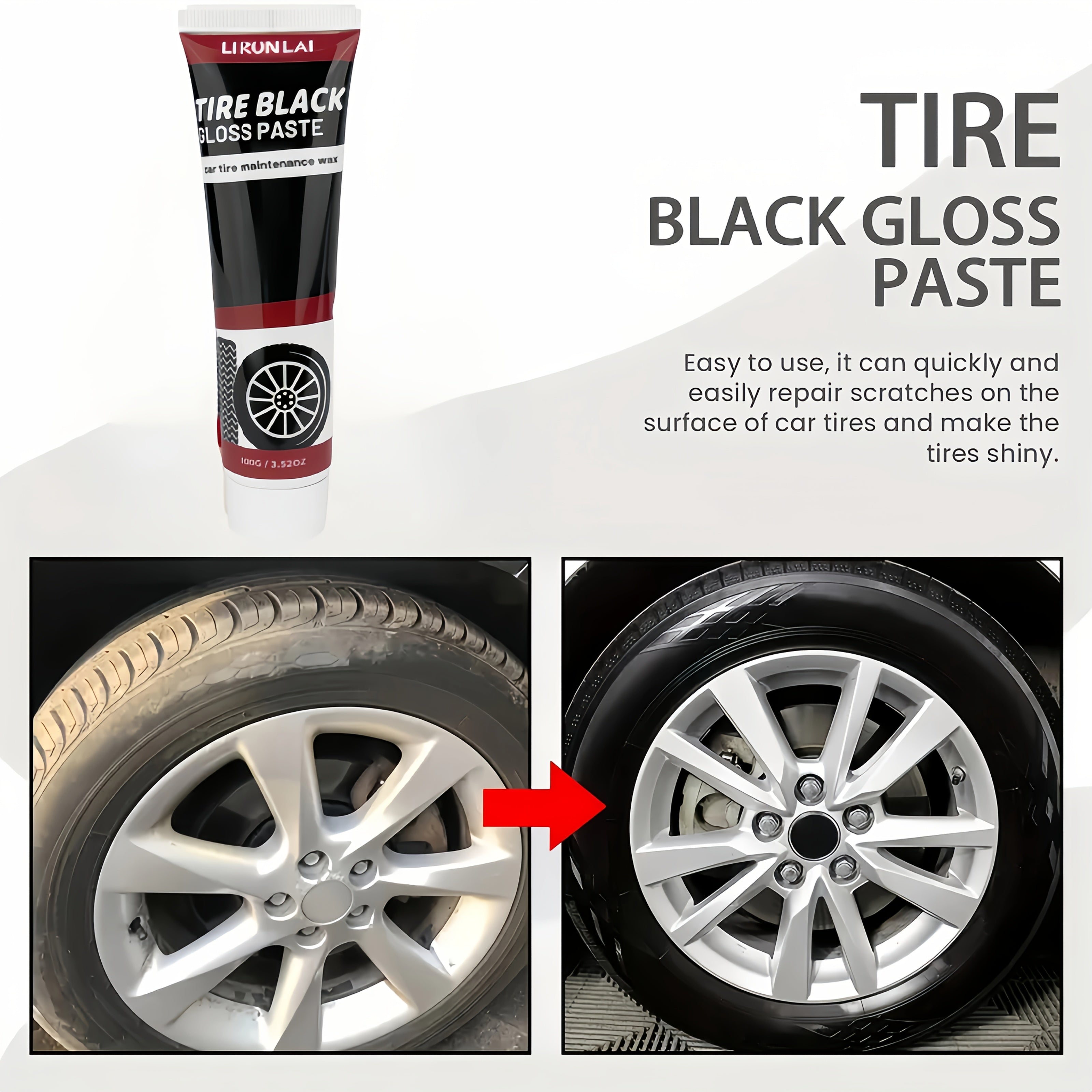Tire Black Gloss Paste for Cars Motorcycles Bicycles Long-Lasting Shine