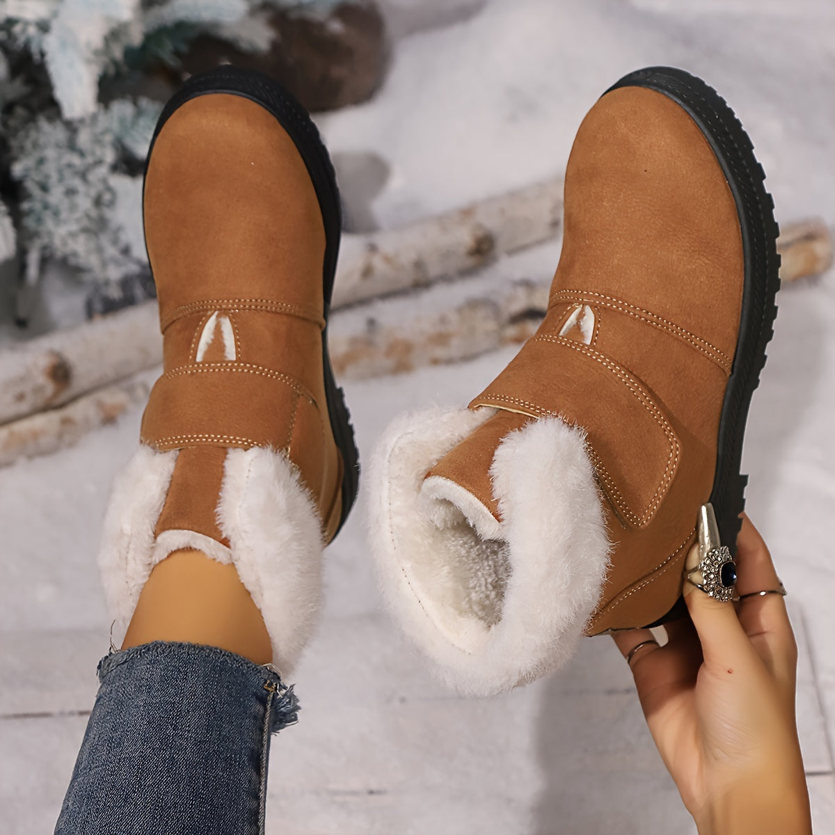 Women's Fleece-Lined Snow Boots Non-Slip High-Top Ankle Boots