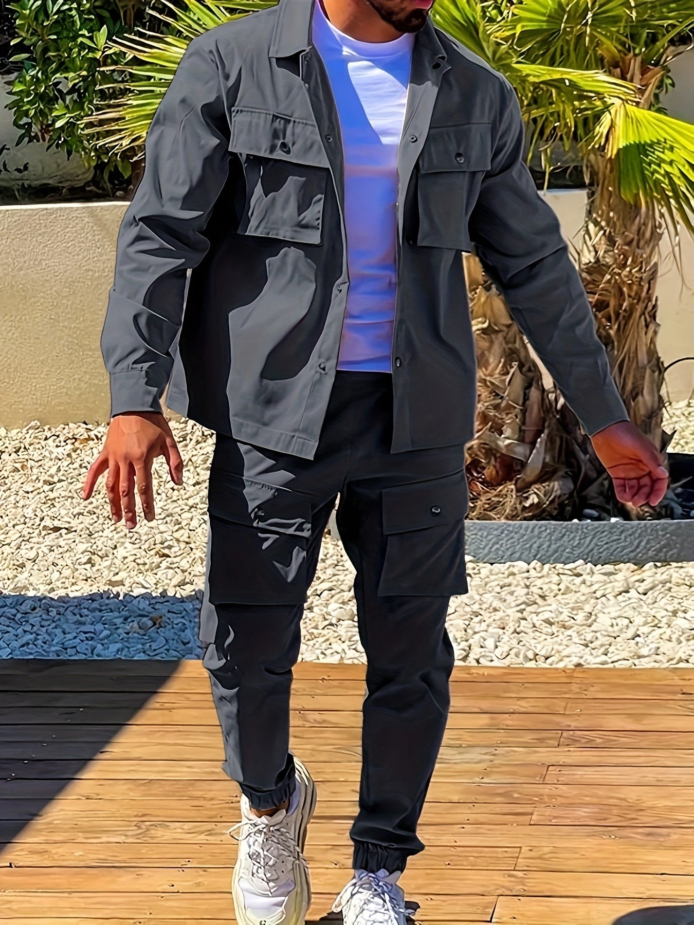 European American Casual Sports Fashion Suit Polyester Solid Color Lapel Regular Fit