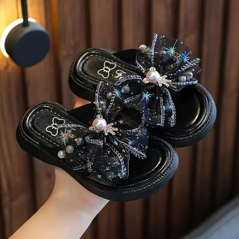 Girls Summer Floral Sandals with Bow, PVC Upper, Adjustable Strap, Infants to 14