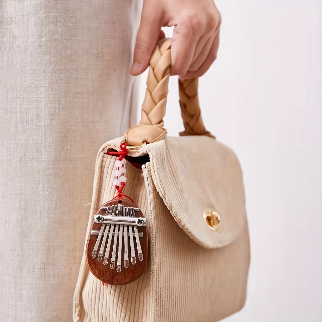 Mini Kalimba Thumb Piano for Beginners and Music Lovers Light Brown Wood 8 Keys Gift for Eid Al-Adha