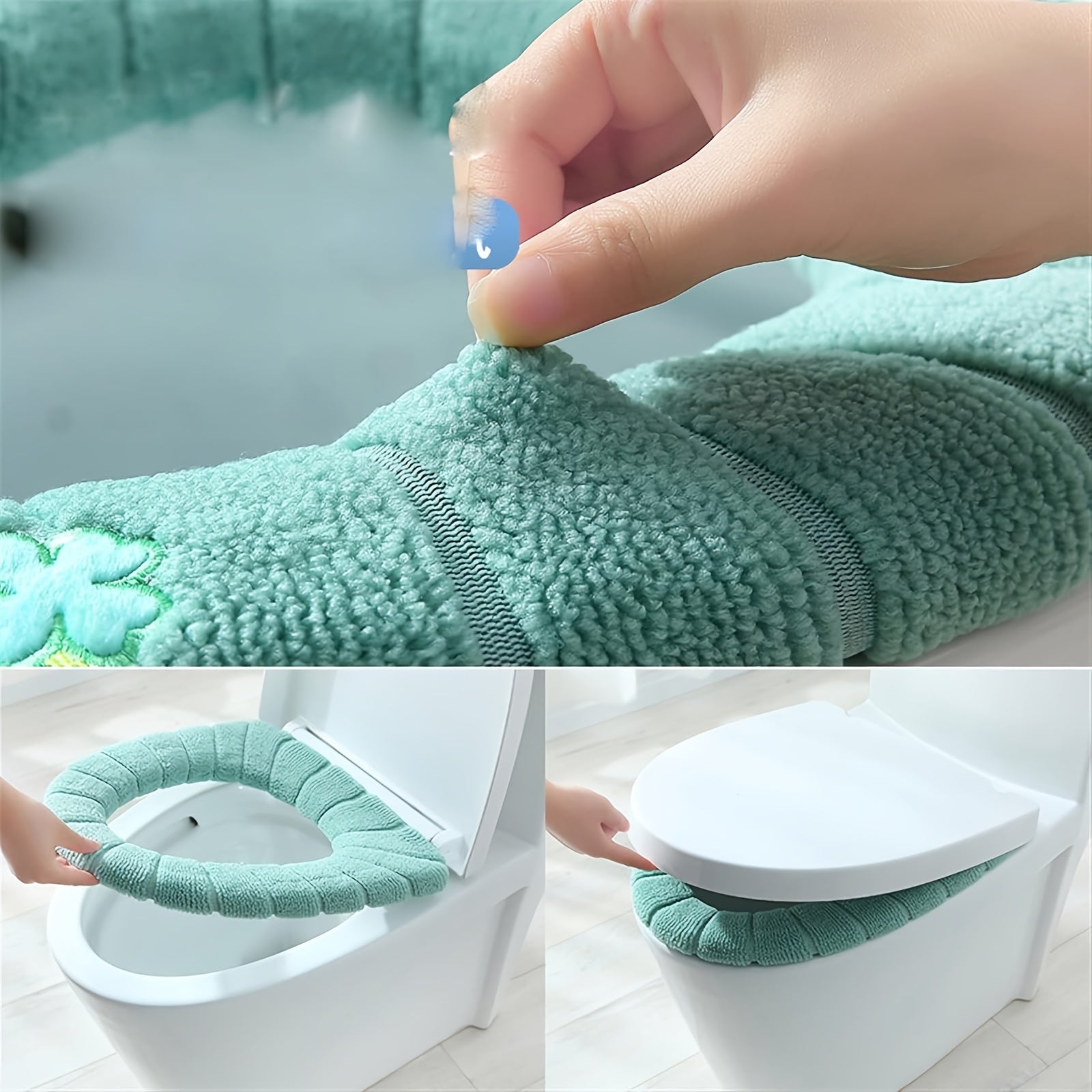Unisex Plush Warm Toilet Seat Cover Adjustable Soft Machine Washable