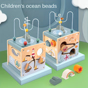 Children's Ocean Puzzle Bead Box Activity Cube Toy for Babies Early Learning Hands-On Development
