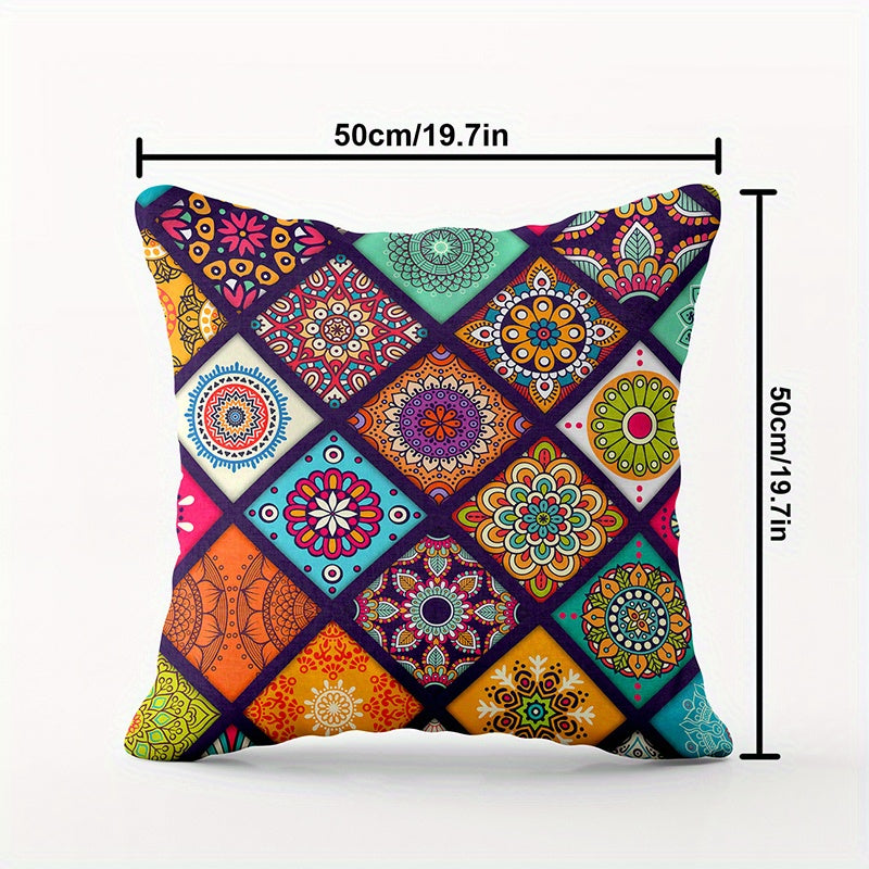 Bohemian Style Pillowcase Decorative Home Decor Cotton Linen 20x20 Inches