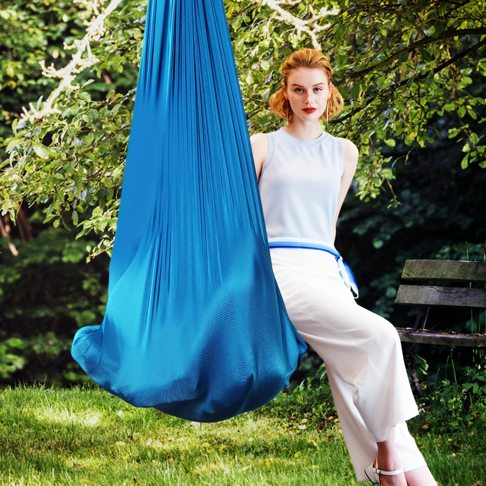 Elastic Fabric Swing Hammock 100x280cm for Indoor Outdoor Use Adjustable for Yoga Camping Picnic