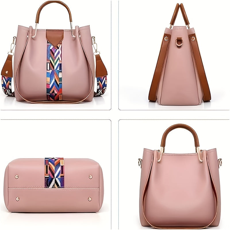 Women's Handbag Set 4-Piece Water-Resistant PU Tote Messenger Wallet Pouch