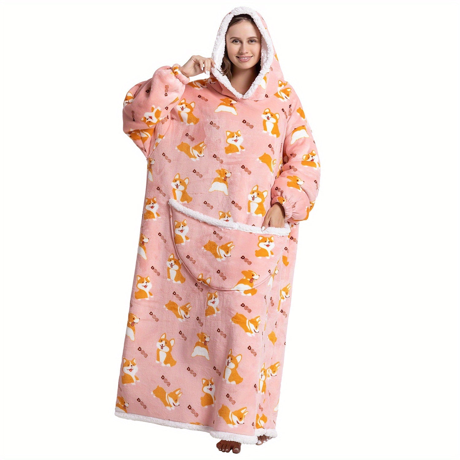 Manta con capucha para hombres y mujeres, sudadera oversize de material esponjoso