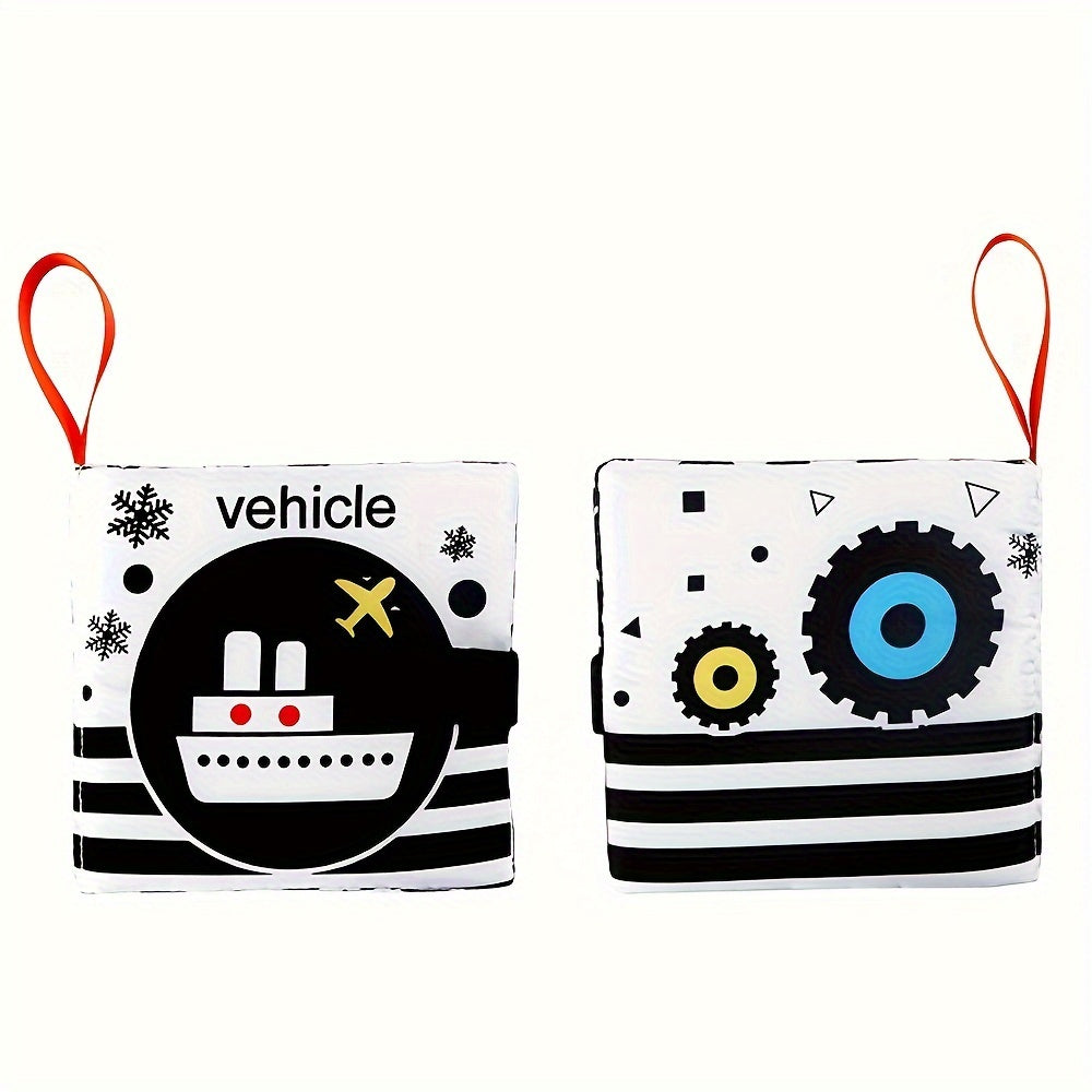 Children's Soft Fabric Toy for Tummy Time Black and White High-Contrast Design