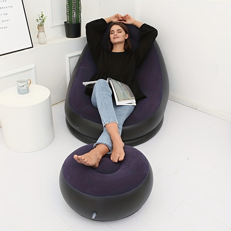 Inflatable Lounge Chair Flocked Sofa Portable Foldable for Outdoor Napping