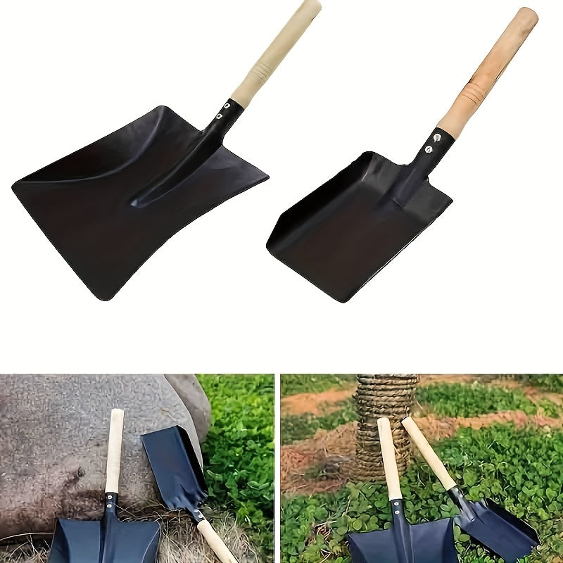 Multi-Functional Fireplace Shovel with Wooden Handle for Indoor Outdoor Heating