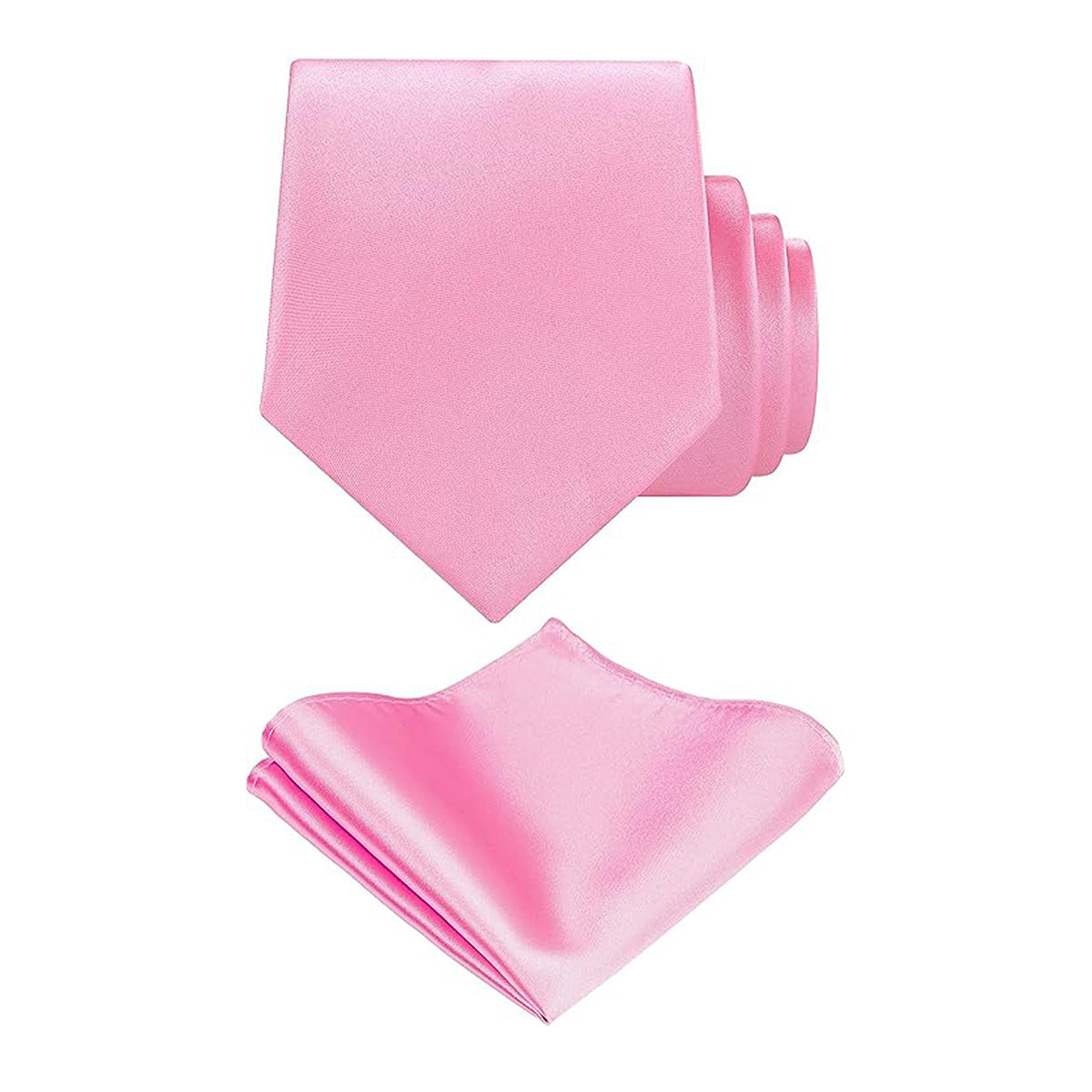 Men's Plain Color Tie and Pocket Square Set with Handkerchief and Business Tie