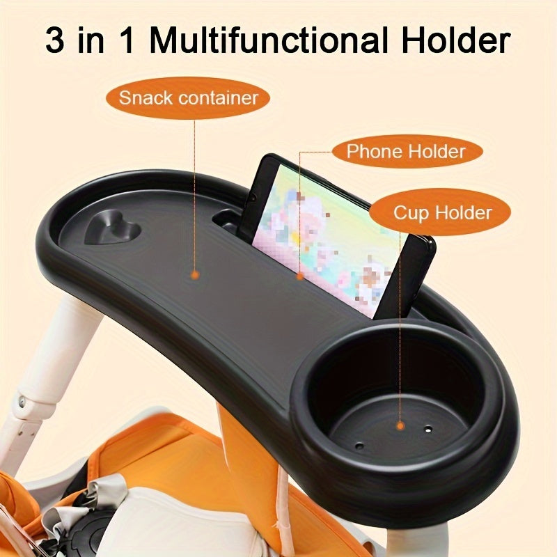 Multifunctional Stroller Tray with Cup Holder Phone Snack Non-Slip Clip