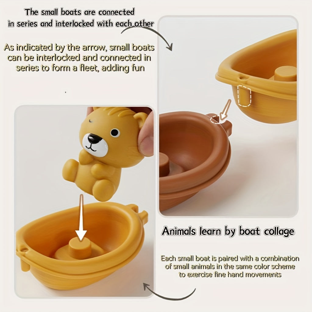 Floating Bath Toy for Kids with Animal Finger Covers Stackable Water Play