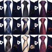 Men's Formal Tie Handkerchief Cufflinks Set for Weddings Parties Business Events