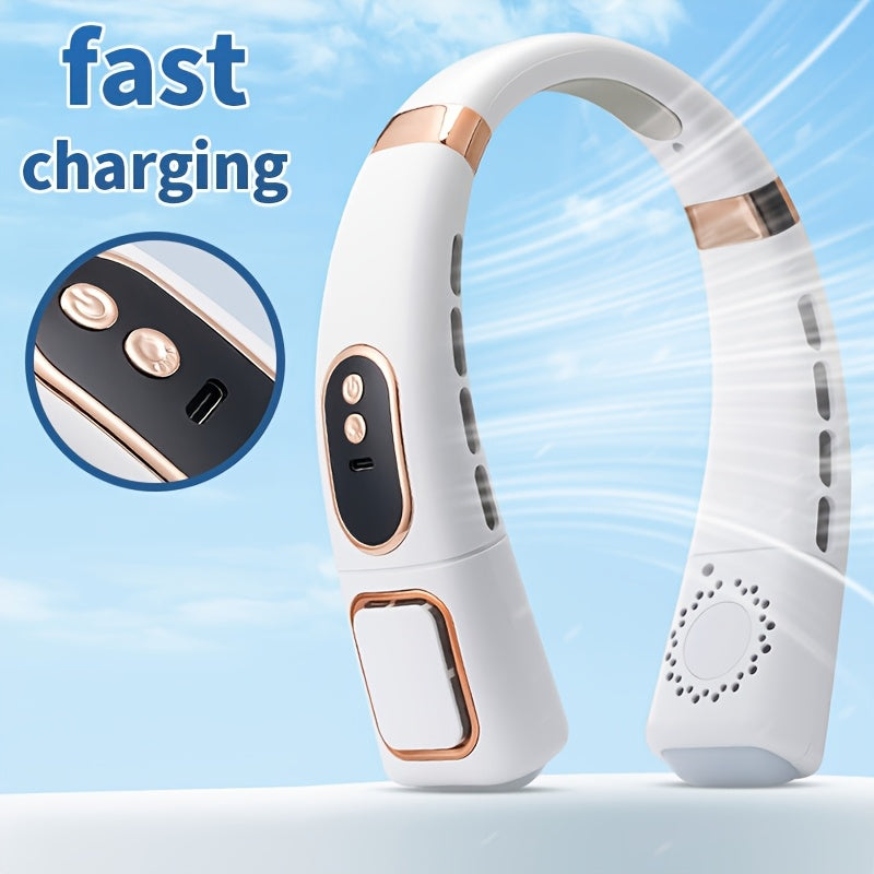 Sayohat uchun portativ bo'yin ventilyatori, bladeless, qayta zaryadlanadigan, qo'ldan erkin shaxsiy sovutgich, ochiq havoda sport uchun