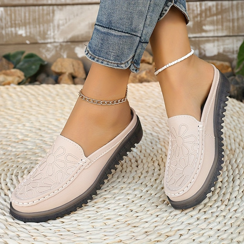Women's PU Slip-On Loafers Casual Shoes All-Season Flat Heel