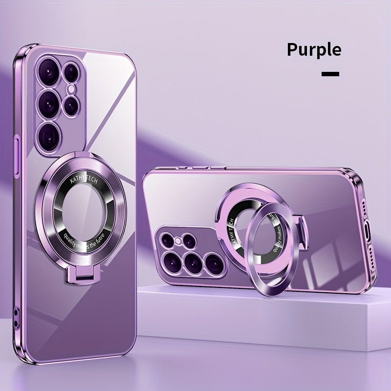 Electroplated Galaxy Phone Case with CD Holder Fall Protection Camera Guard for Samsung Galaxy Series